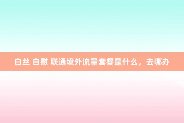 白丝 自慰 联通境外流量套餐是什么，去哪办