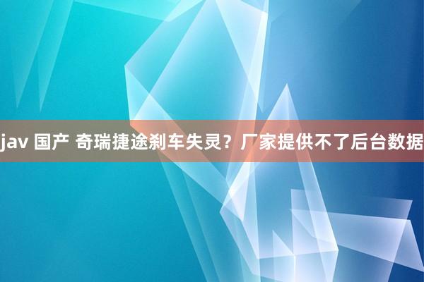 jav 国产 奇瑞捷途刹车失灵？厂家提供不了后台数据