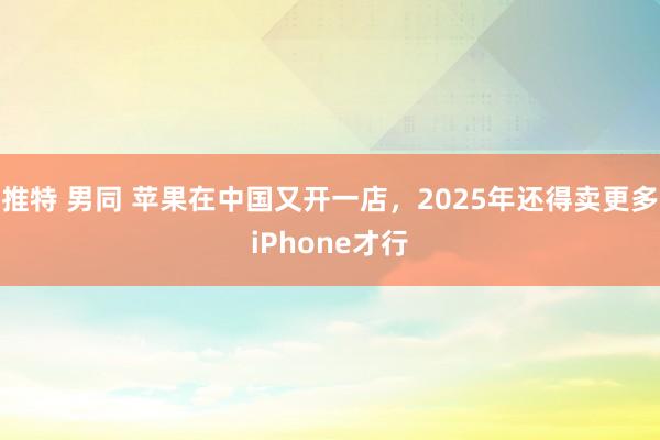 推特 男同 苹果在中国又开一店，2025年还得卖更多iPhone才行