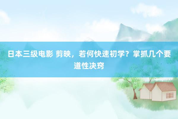 日本三级电影 剪映，若何快速初学？掌抓几个要道性决窍