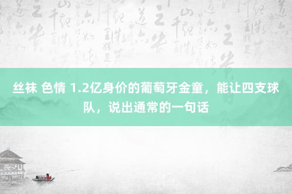 丝袜 色情 1.2亿身价的葡萄牙金童，能让四支球队，说出通常的一句话