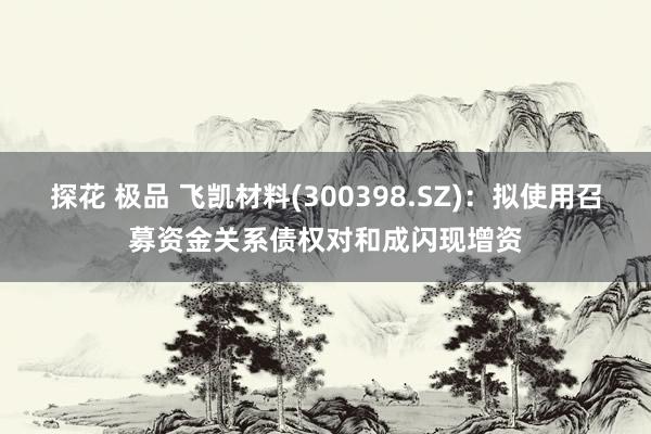 探花 极品 飞凯材料(300398.SZ)：拟使用召募资金关系债权对和成闪现增资