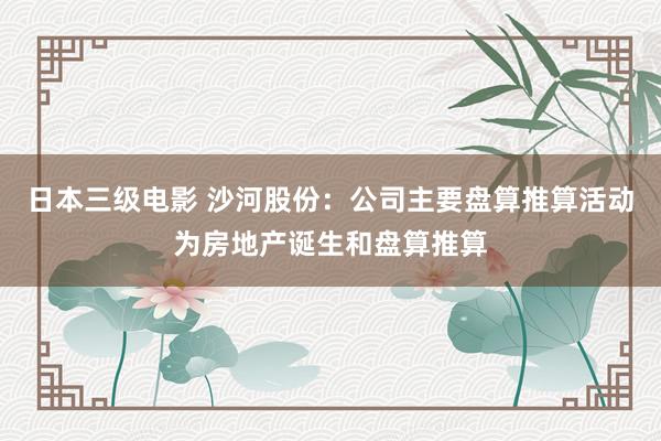 日本三级电影 沙河股份：公司主要盘算推算活动为房地产诞生和盘算推算