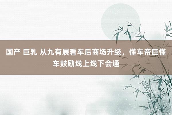 国产 巨乳 从九有展看车后商场升级，懂车帝巨懂车鼓励线上线下会通
