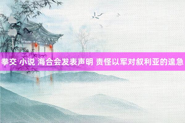 拳交 小说 海合会发表声明 责怪以军对叙利亚的遑急
