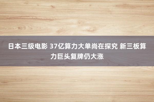 日本三级电影 37亿算力大单尚在探究 新三板算力巨头复牌仍大涨