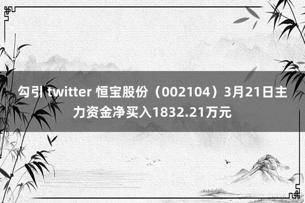 勾引 twitter 恒宝股份（002104）3月21日主力资金净买入1832.21万元