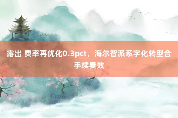 露出 费率再优化0.3pct，海尔智派系字化转型合手续奏效