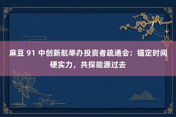 麻豆 91 中创新航举办投资者疏通会：锚定时间硬实力，共探能源过去