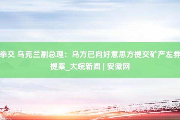 拳交 乌克兰副总理：乌方已向好意思方提交矿产左券提案_大皖新闻 | 安徽网