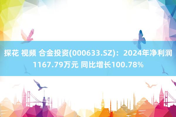 探花 视频 合金投资(000633.SZ)：2024年净利润1167.79万元 同比增长100.78%