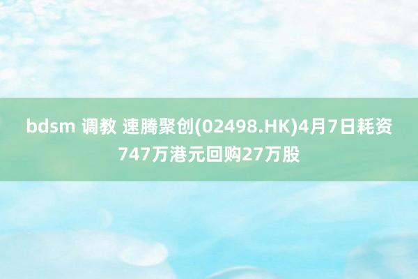 bdsm 调教 速腾聚创(02498.HK)4月7日耗资747万港元回购27万股