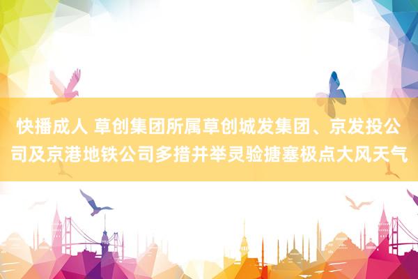 快播成人 草创集团所属草创城发集团、京发投公司及京港地铁公司多措并举灵验搪塞极点大风天气